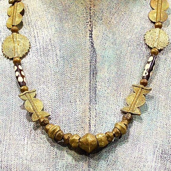 VTG Old African Trade Bead Tribal Ethnic Necklace - Picture 2 of 3